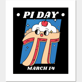 Pi Day March 14 Cartoon Pi Pie Posters and Art